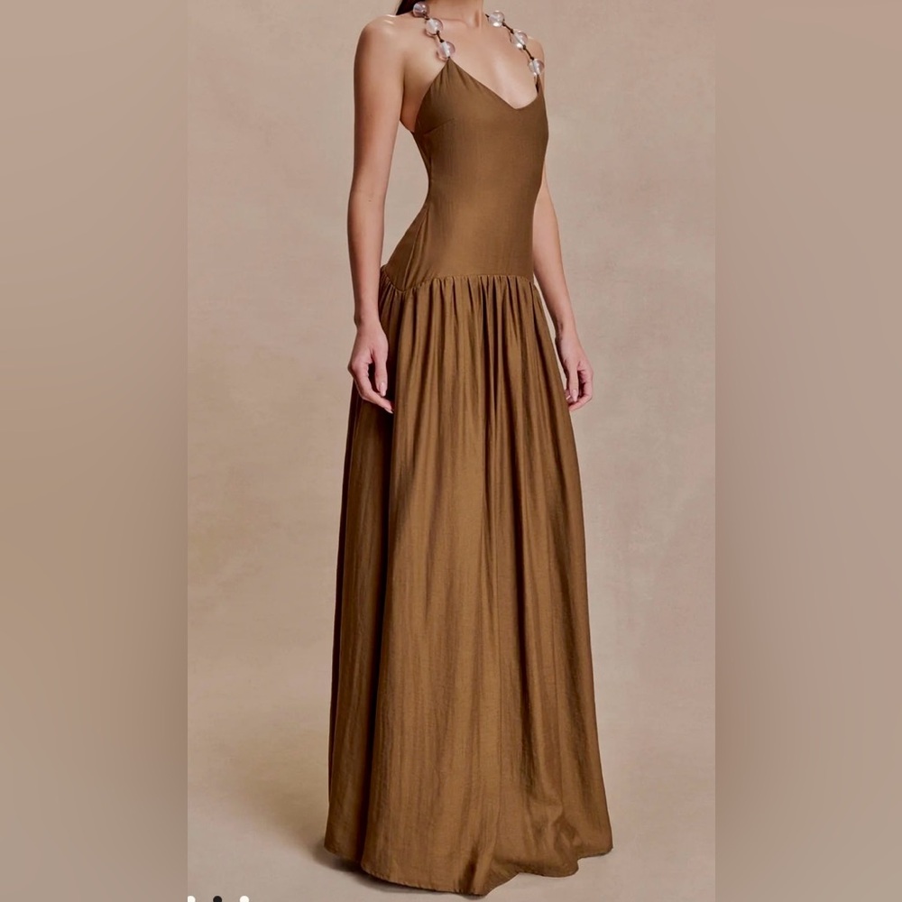 Meshki Caramel Brown Maxi Dress